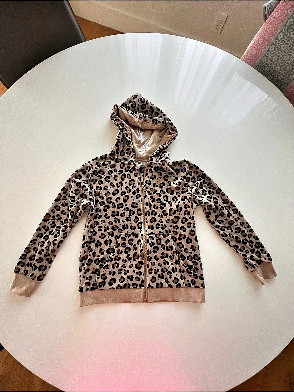 INDEX Leopard Print Hooded Jacket Size Medium Like New